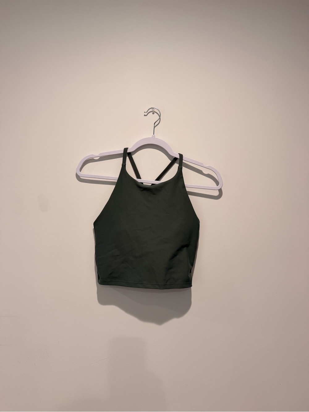 Old Navy Olive High Neck Crop Tank with Strappy Back